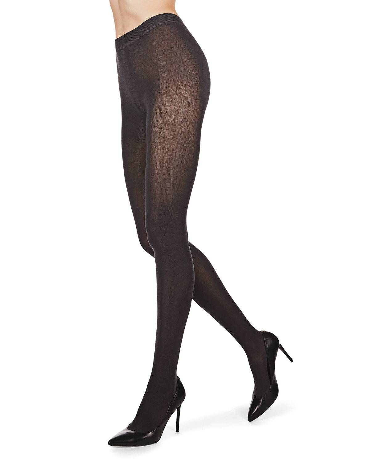 Women's Cozy Flat-Knit Organic Cotton Blend Sweater Tights : Color: Earl Grey