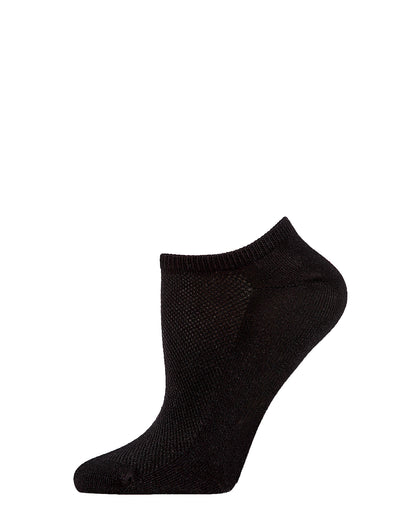 Women's Organic Cotton Mesh-Top Breathable Liner Sock : Color: Black