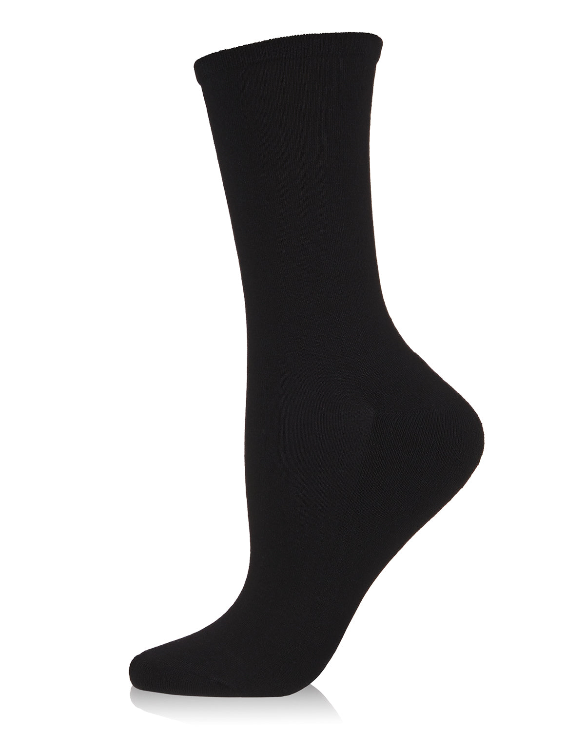Women's Bamboo Blend Terry Sole Breathable Crew Sock : Color: Black