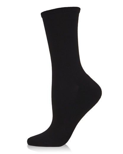Women's Bamboo Blend Terry Sole Breathable Crew Sock : Color: Black
