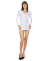 Women's Soft Bamboo Blend Basic Long Sleeve V-Neck Top : Color: White