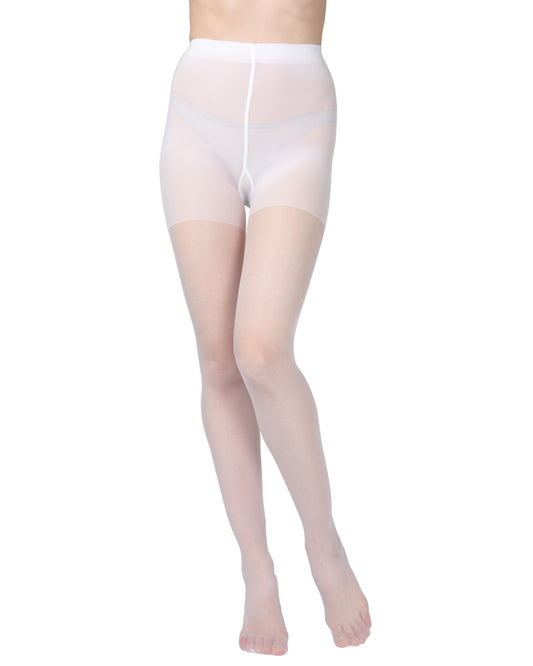 Women's Essentials White Satin Sheer Control Top 20-Denier Pantyhose : Color: Bianco