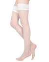 Women's Seduction Sheer Allover Dot Thigh High Stockings : Color: Panna
