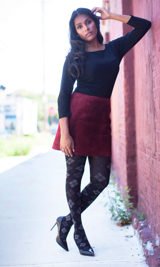 Light Control Argyle Opaque Tights : Color: Black
