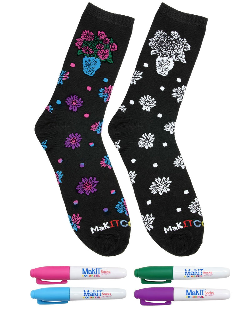 MakIT Color Your Own Floral Crew Sock Marker Kit