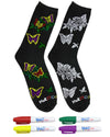 MakIT Color Your Own Floral Crew Sock Marker Kit : Color: Butterflies
