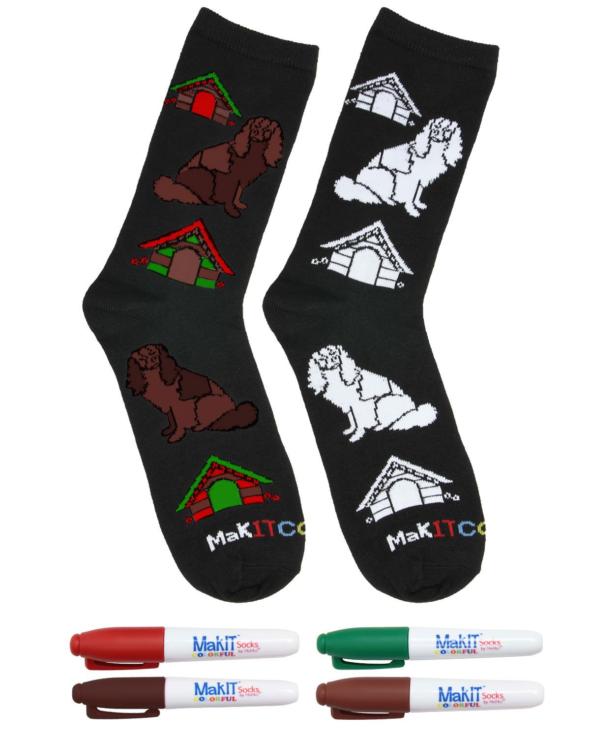 MakIT Color Your Own Floral Crew Sock Marker Kit : Color: Dogs