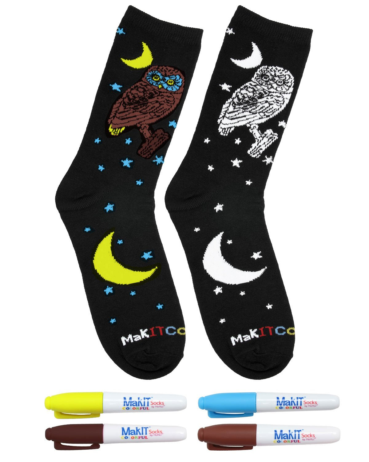 MakIT Color Your Own Floral Crew Sock Marker Kit : Color: Owl