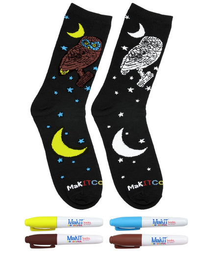 MakIT Color Your Own Floral Crew Sock Marker Kit : Color: Owl