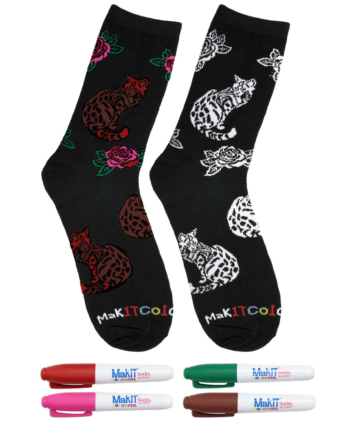 MakIT Color Your Own Floral Crew Sock Marker Kit : Color: Cat