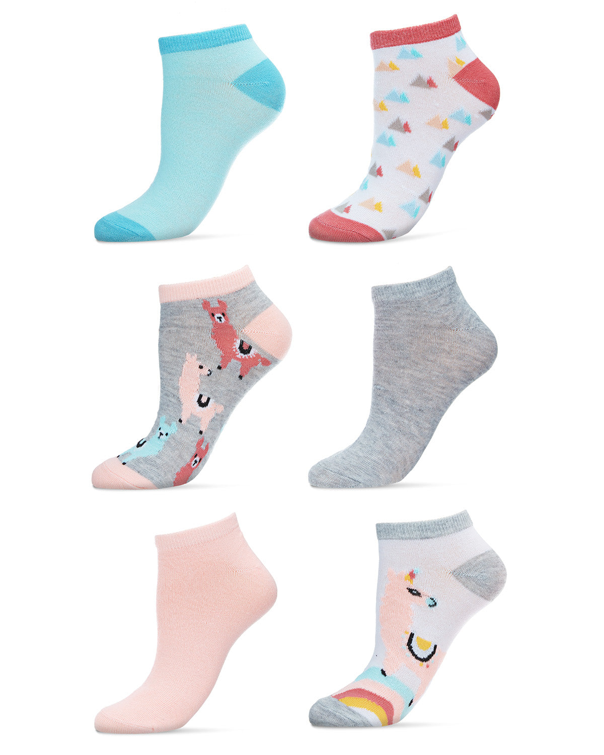 Women's 6 Pair Pack Lovely Llama Low Cut Socks : Color: Assorted
