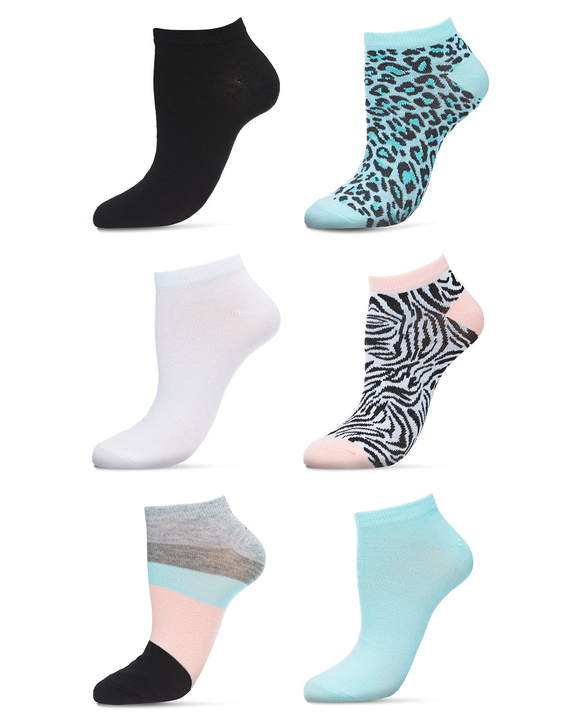 Women's 6 Pair Pack Animal Print Low Cut Socks : Color: Assorted