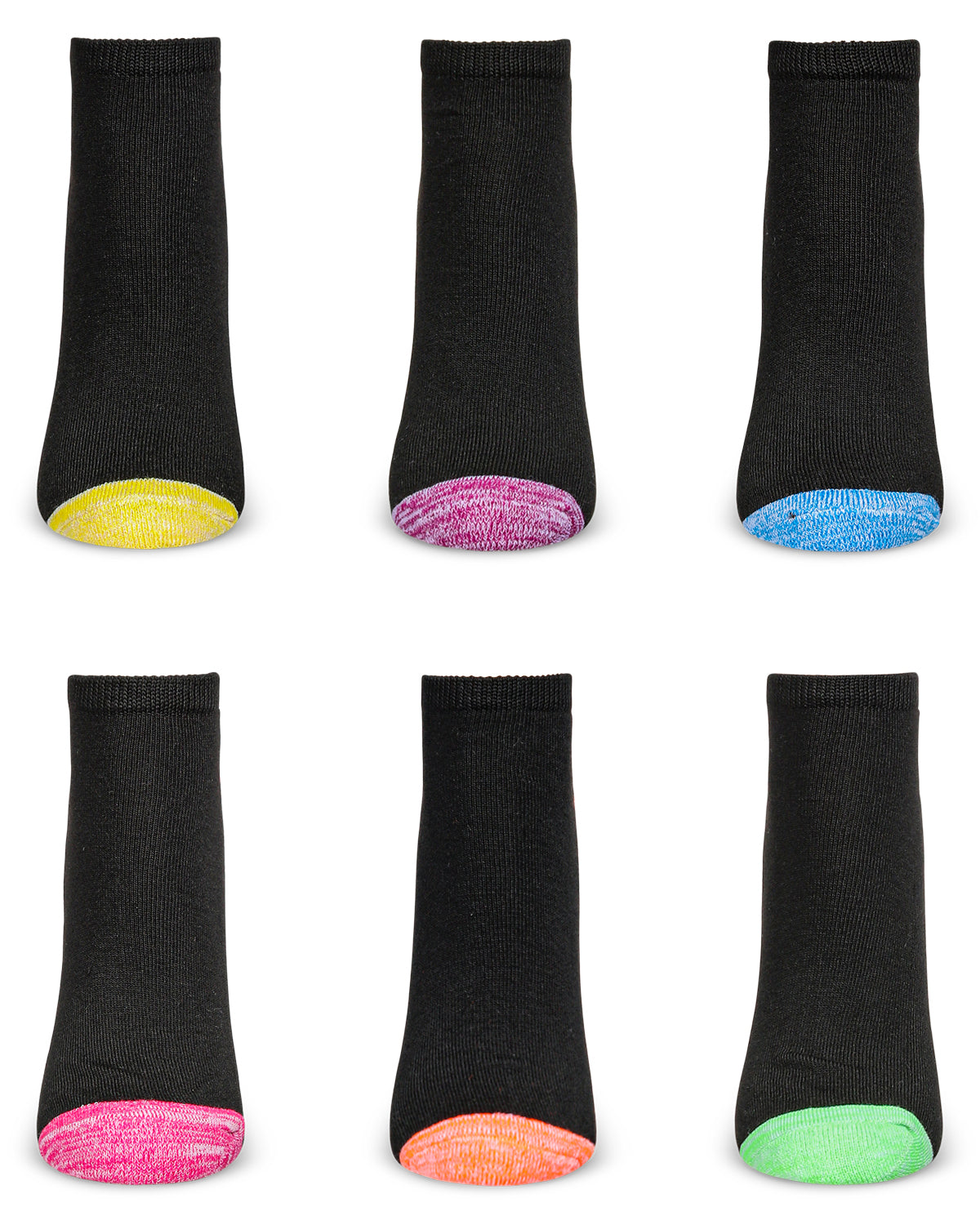 Women's 6 Pair Pack Spacedye Heel and Toe Half Cushioned Low Cut Socks : Color: Black