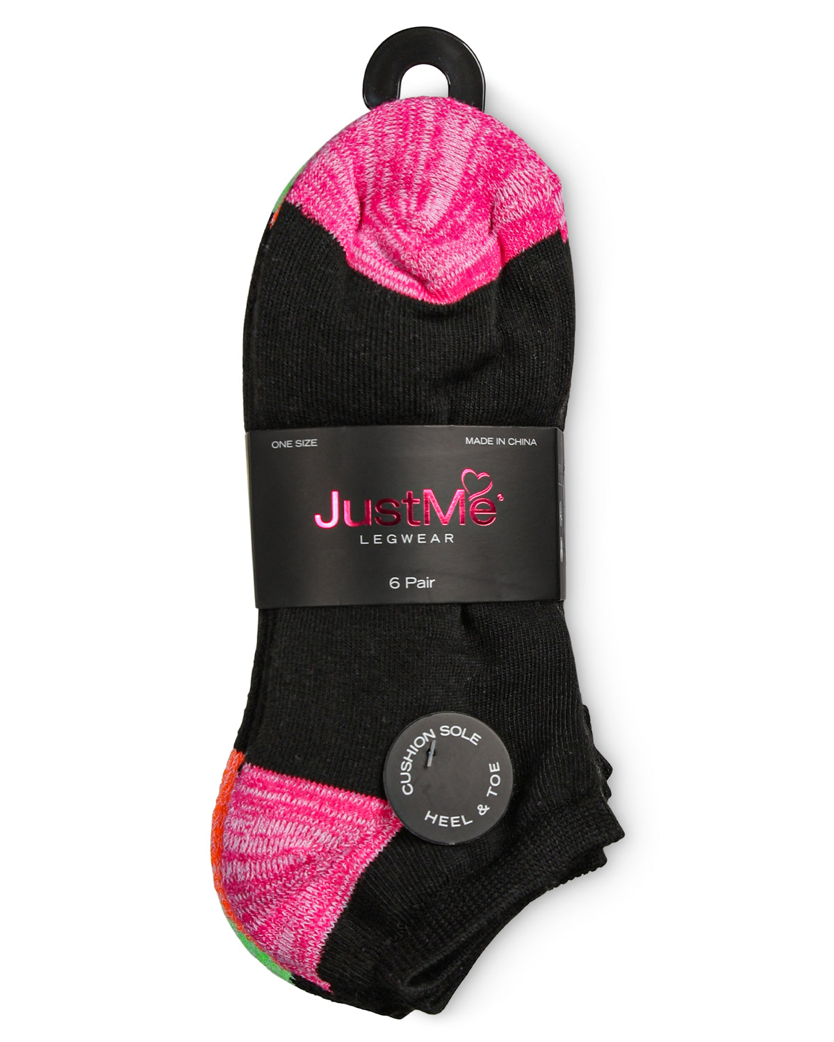 Women's 6 Pair Pack Spacedye Heel and Toe Half Cushioned Low Cut Socks : Color: Black