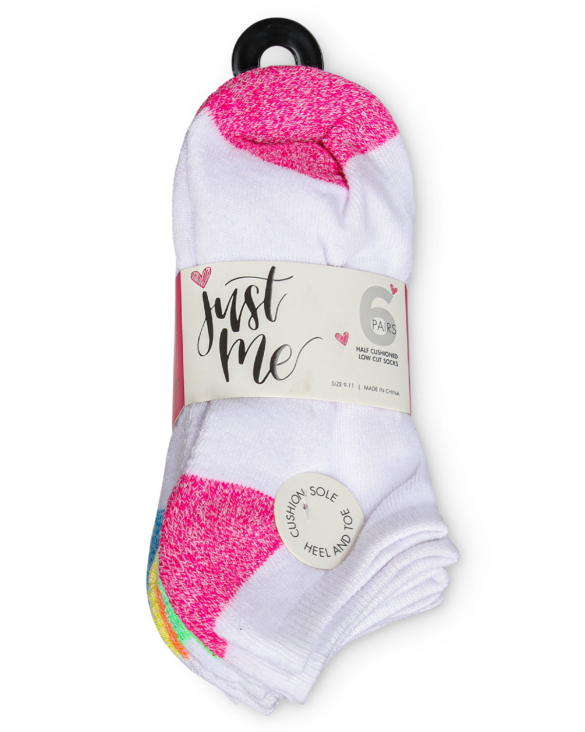 Women's 6 Pair Pack Spacedye Heel and Toe Half Cushioned Low Cut Socks : Color: Black