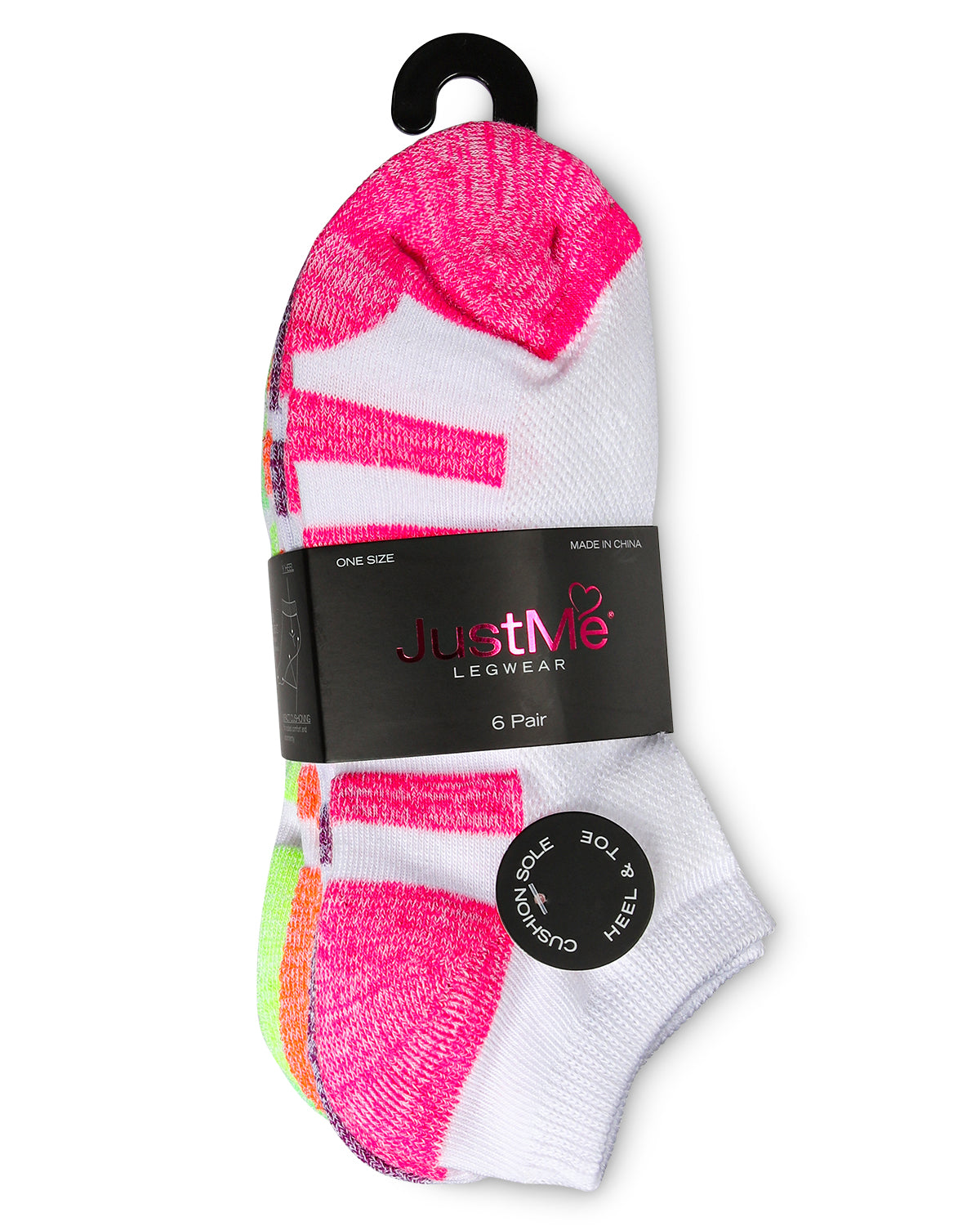 Women's 6 Pair Pack Heel Stripes Half Cushioned Low Cut Socks Liners : Color: White