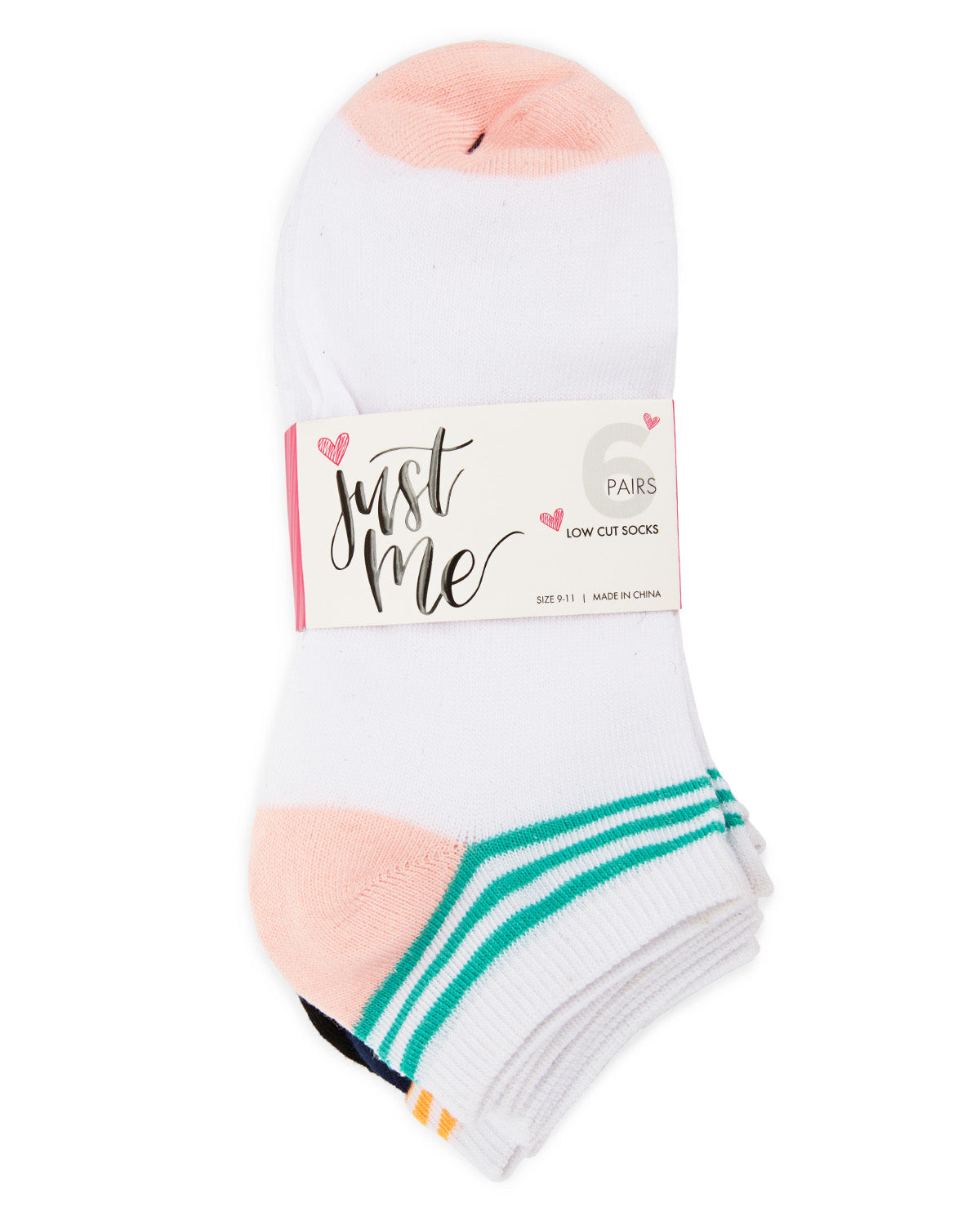 Women's 6 Pair Pack Rugby Low Cut Socks : Color: Pastel