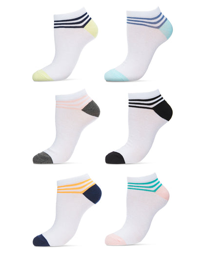 Women's 6 Pair Pack Rugby Low Cut Socks : Color: Pastel
