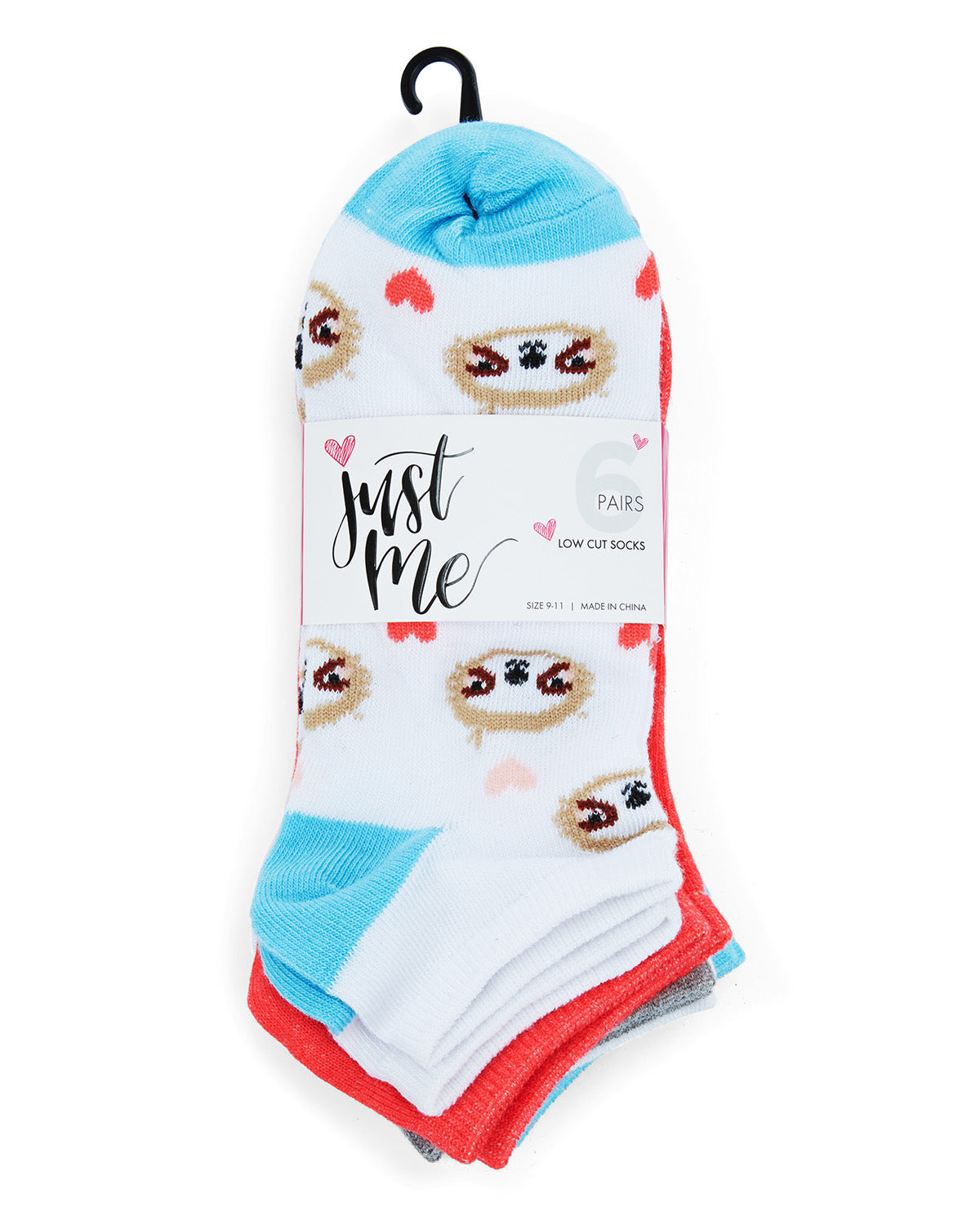 Women's 6 Pair Pack Sloth Faces Low Cut Socks : Color: Assorted