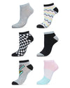Women's 6 Pair Pack Chevron and Check Pattern Low Cut Socks : Color: Assorted