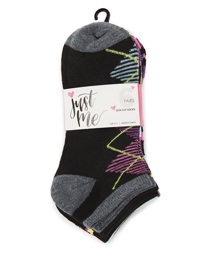 Women's 6 Pair Pack Diamonds and Stripes Low Cut Socks : Color: Assorted