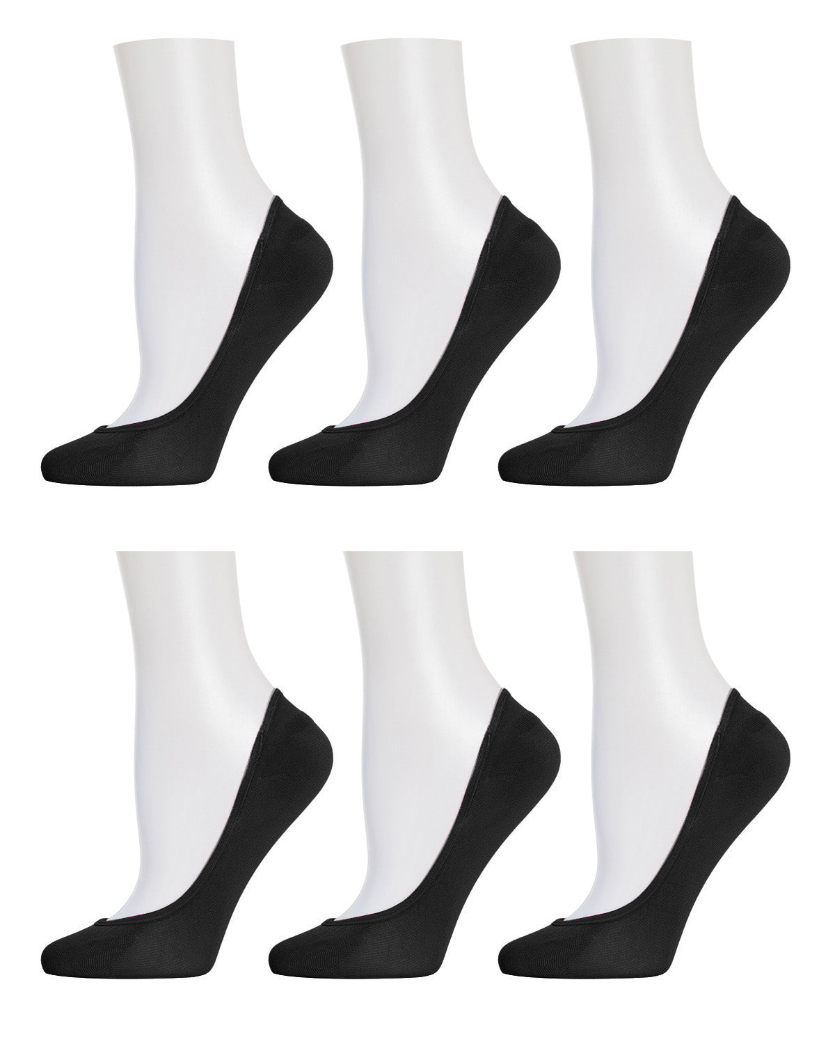 Women's 6 Pair Pack Barely There Micro Liner No-Show Socks : Color: Black