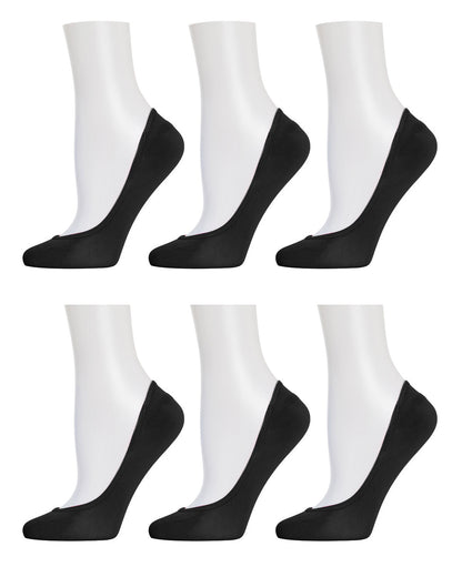 Women's 6 Pair Pack Barely There Micro Liner No-Show Socks : Color: Black