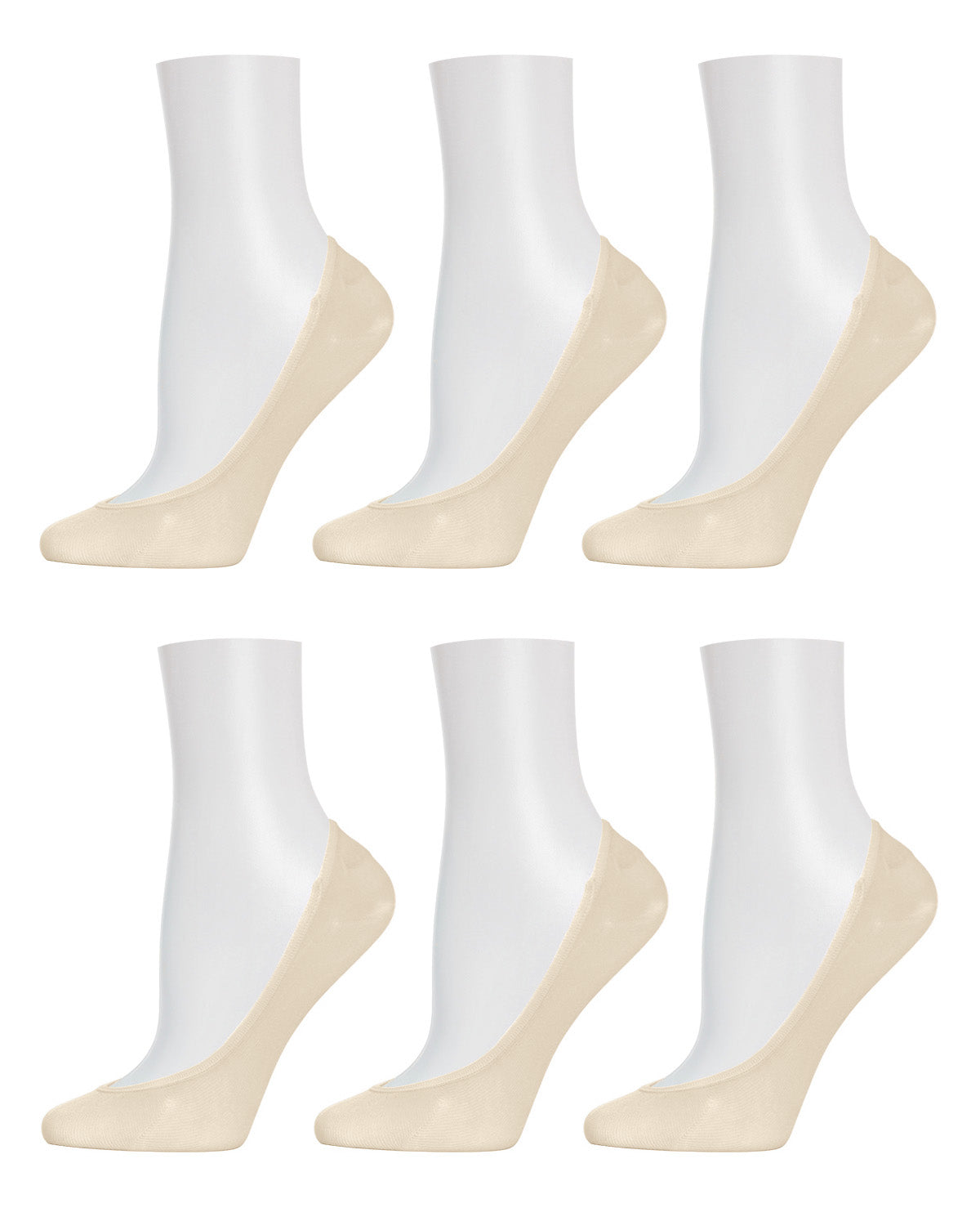 Women's 6 Pair Pack Barely There Micro Liner No-Show Socks : Color: Tan