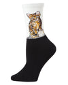 Women's Kitten Limited Edition Art Cotton Blend Crew Sock : Color: Light Gray