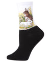 Women's Rabbit Limited Edition Art Cotton Blend Crew Sock : Color: White