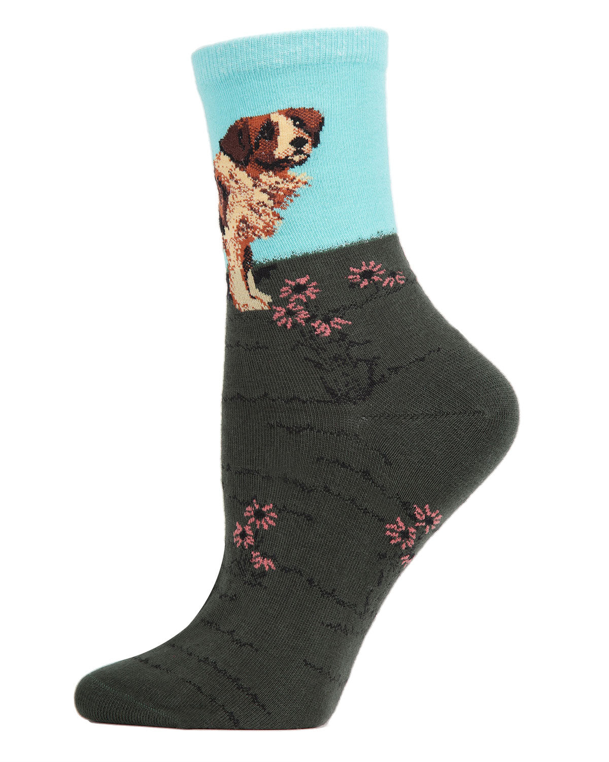 Women's Saint Bernard Limited Edition Art Cotton Blend Crew Sock : Color: Blue