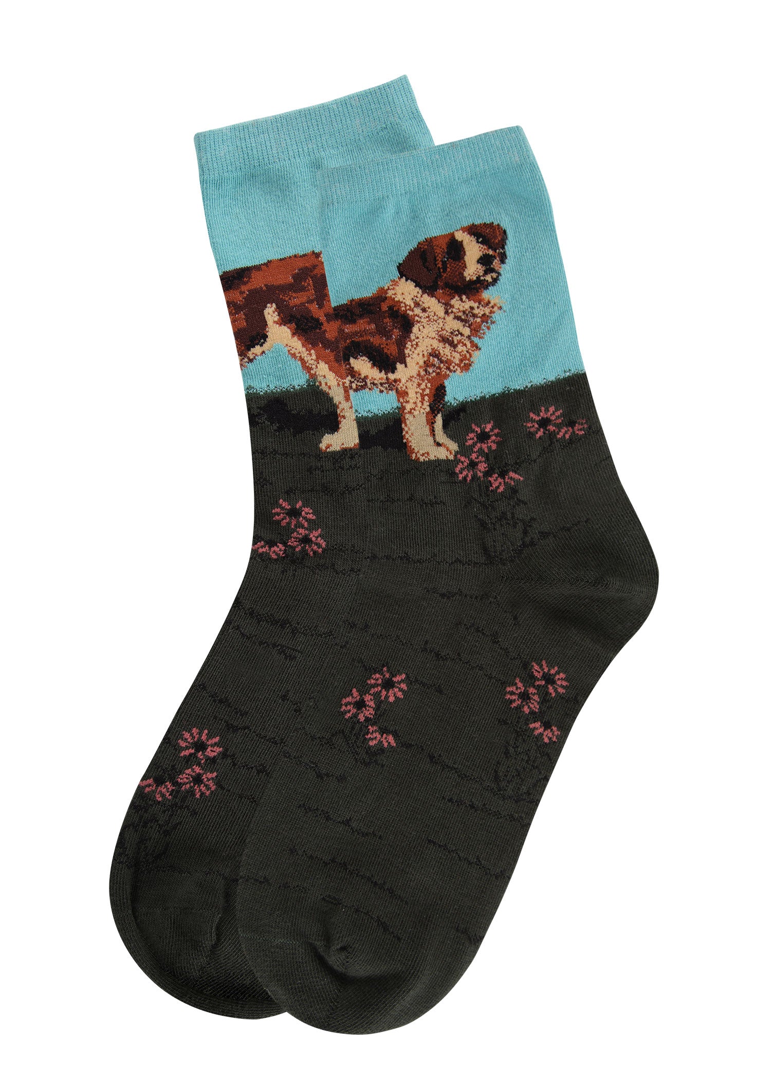 Women's Saint Bernard Limited Edition Art Cotton Blend Crew Sock : Color: Blue