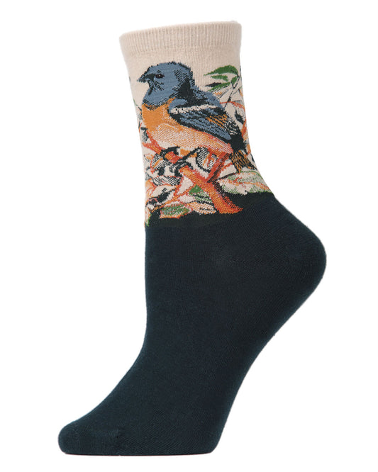 Women's Bird Limited Edition Art Cotton Blend Crew Sock : Color: Taupe