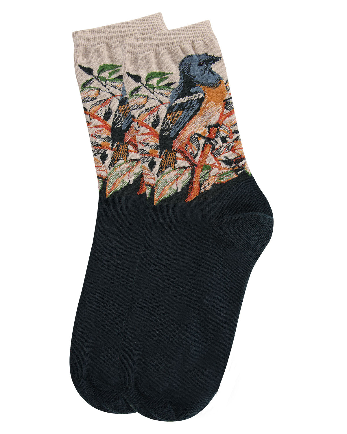 Women's Bird Limited Edition Art Cotton Blend Crew Sock : Color: Taupe
