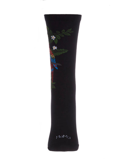 Women's Parrots Limited Edition Cotton Blend Crew Sock : Color: Black