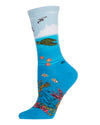 Women's Coral Reef Limited Edition Cotton Blend Crew Sock : Color: Ocean Depths