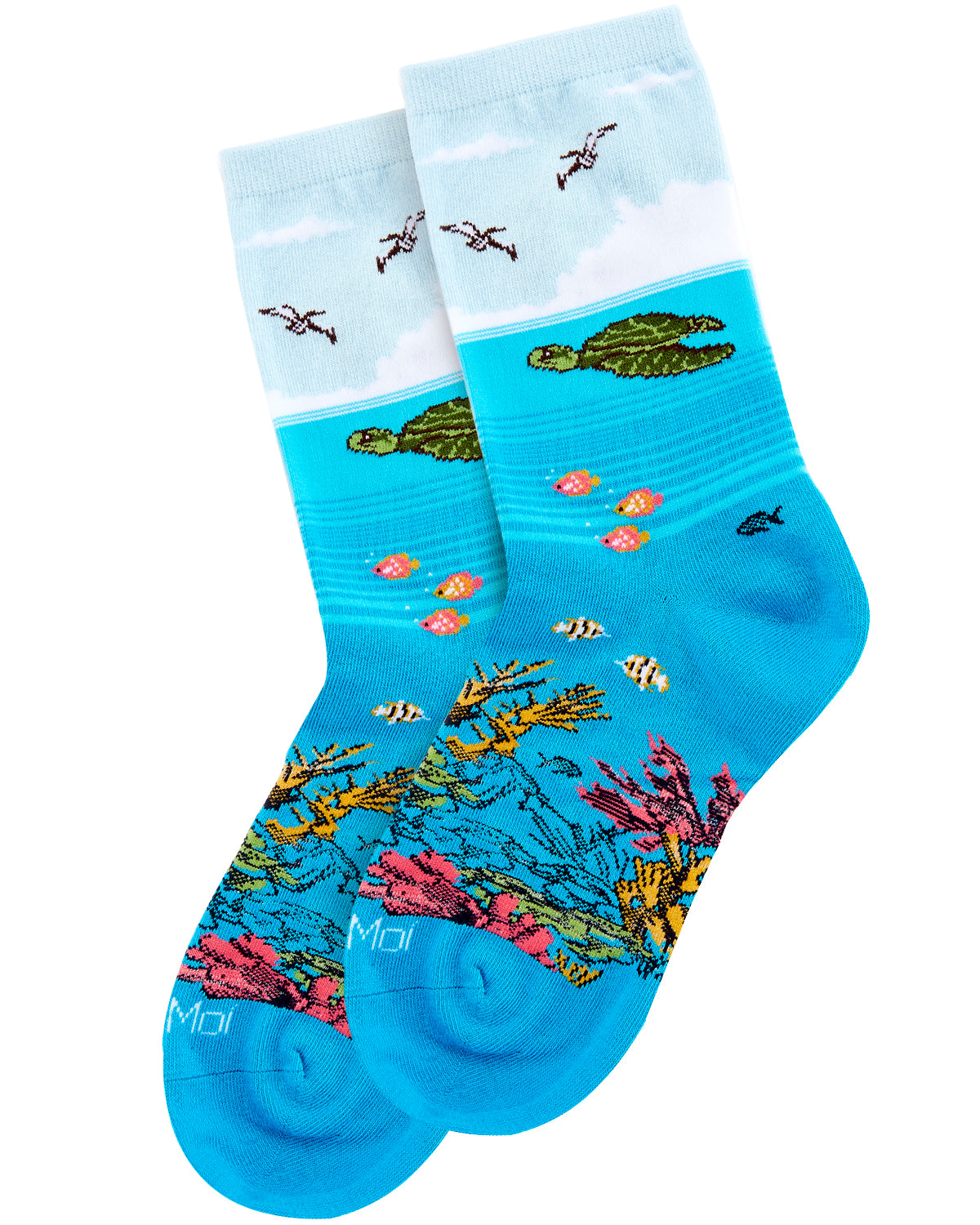 Women's Coral Reef Limited Edition Cotton Blend Crew Sock : Color: Ocean Depths