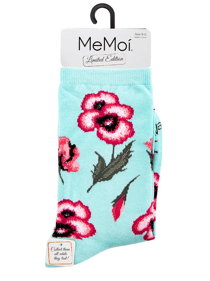 Women's Pansy Limited Edition Cotton Blend Crew Sock : Color: Light Blue