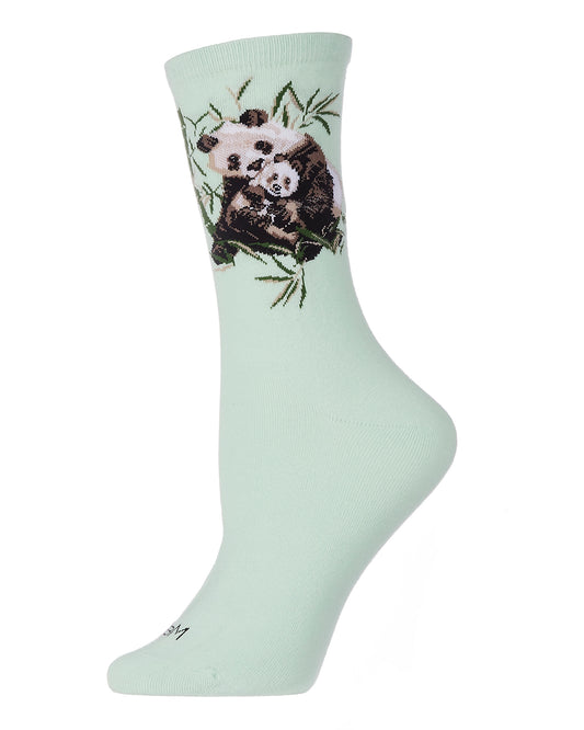 Women's Panda Limited Edition Cotton Blend Crew Sock : Color: Mint