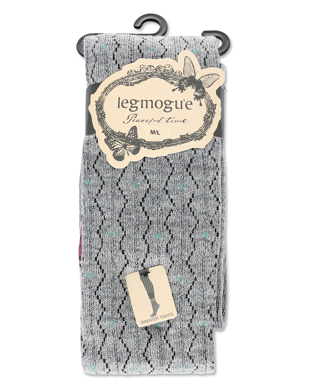 Women's Designernate Cotton Blend Multi-Pattern Sweater Tights : Color: Gray