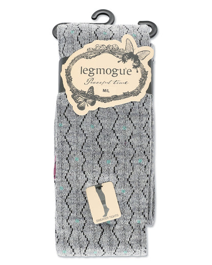 Women's Designernate Cotton Blend Multi-Pattern Sweater Tights : Color: Gray