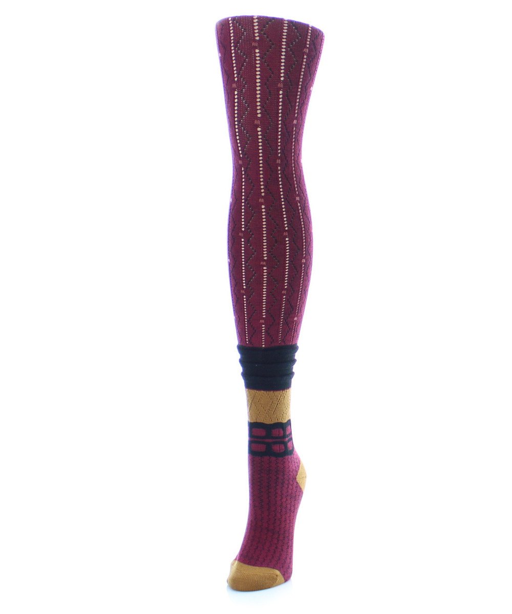 Women's Designernate Cotton Blend Multi-Pattern Sweater Tights : Color: Gray