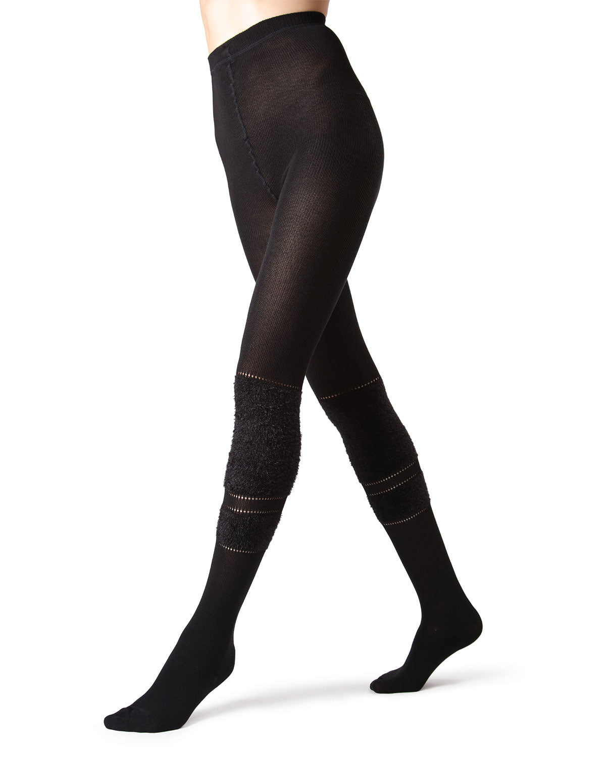 Women's Fuzzy Lush Soft Cotton Blend Sweater Tights : Color: Black