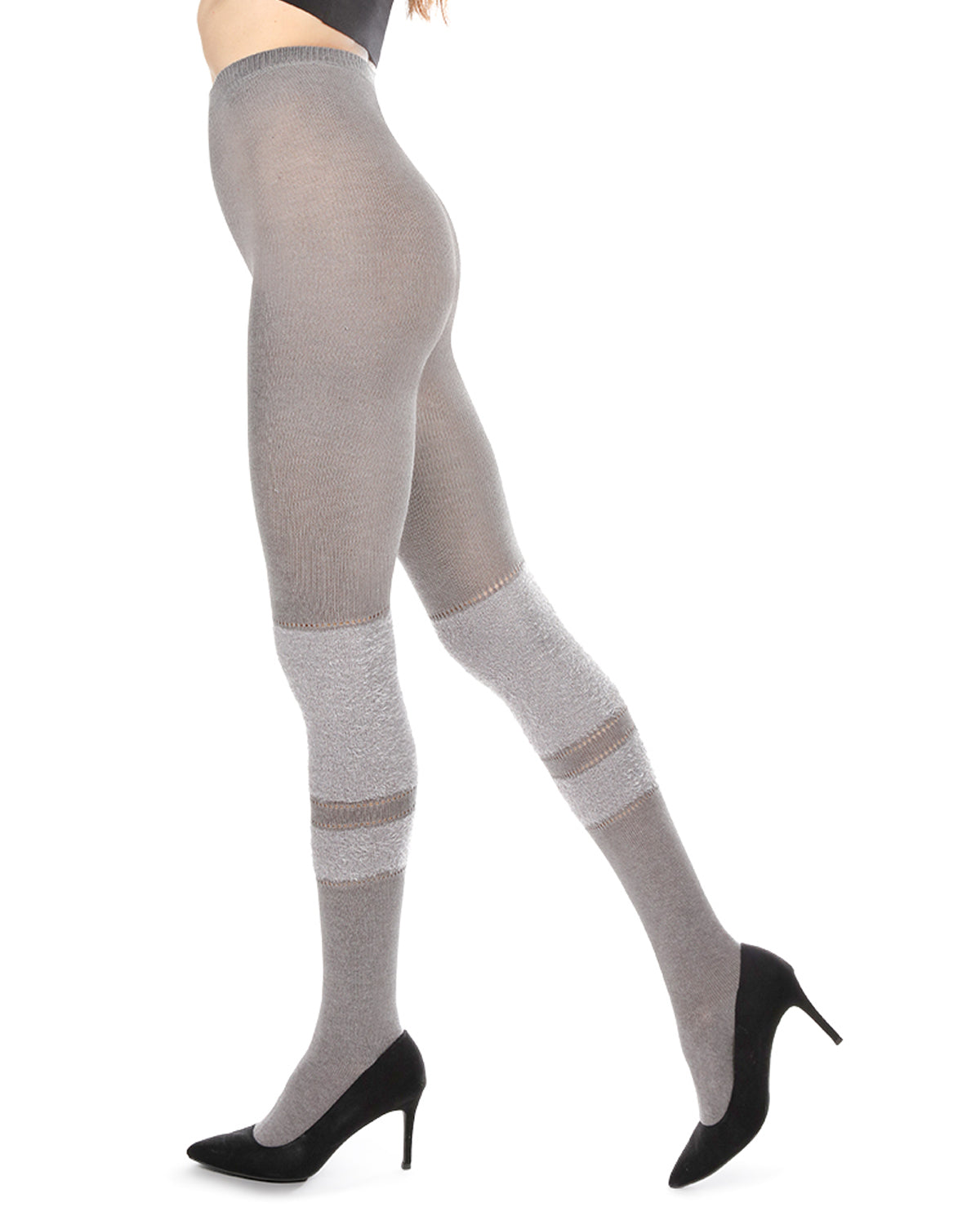 Women's Fuzzy Lush Soft Cotton Blend Sweater Tights : Color: Black
