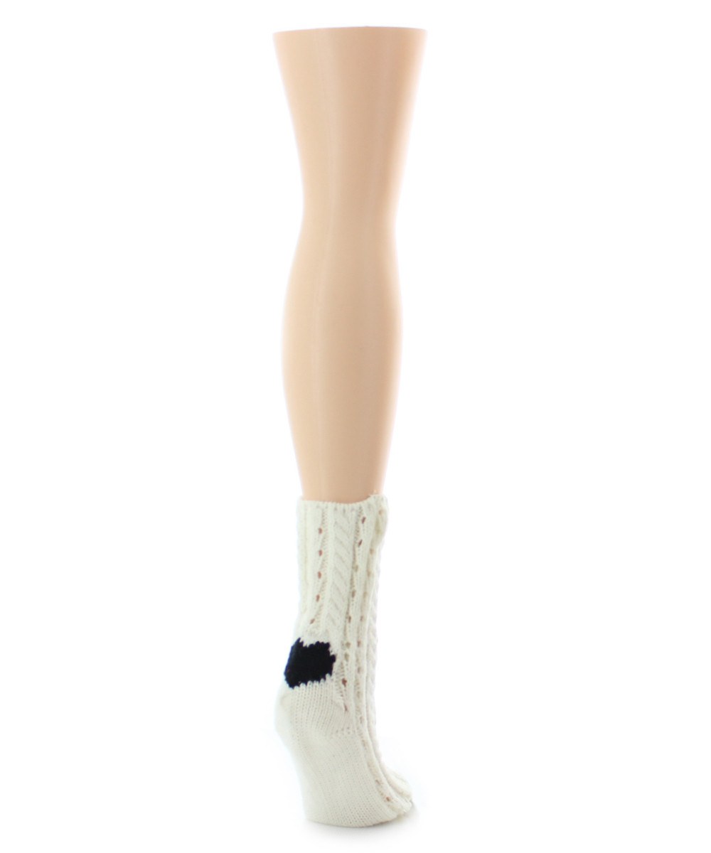 Women's Heart Heel Chunky Knit Boot Sock : Color: Ivory
