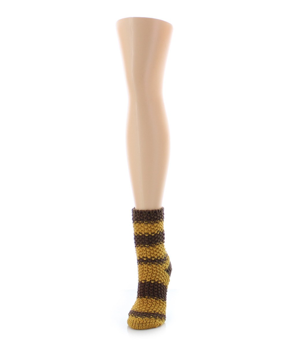 Women's Mega Stripe Chunky Knit Boot Sock : Color: Brown