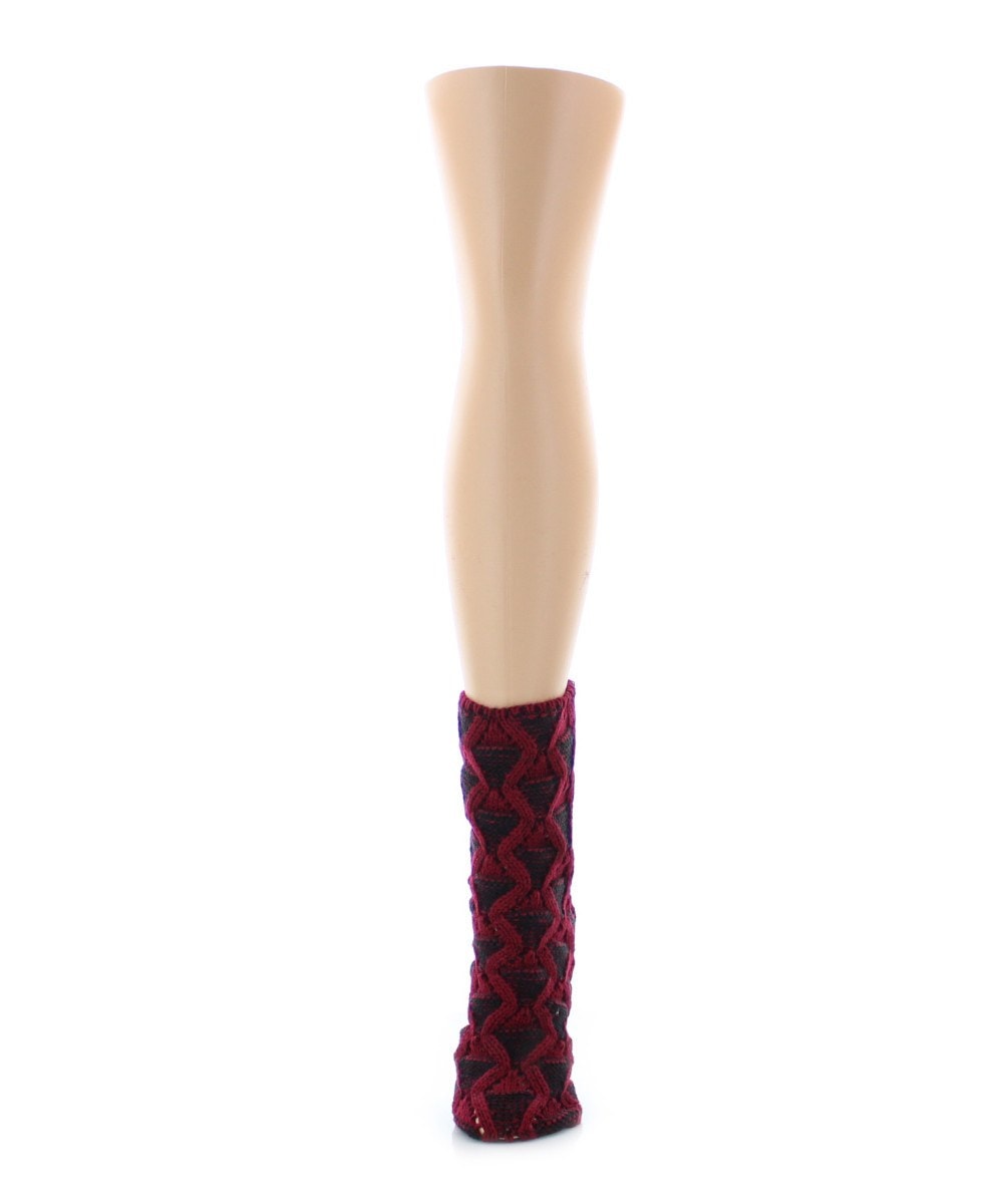 Women's Alterdiamond Chunky Knit Boot Sock : Color: Burgundy