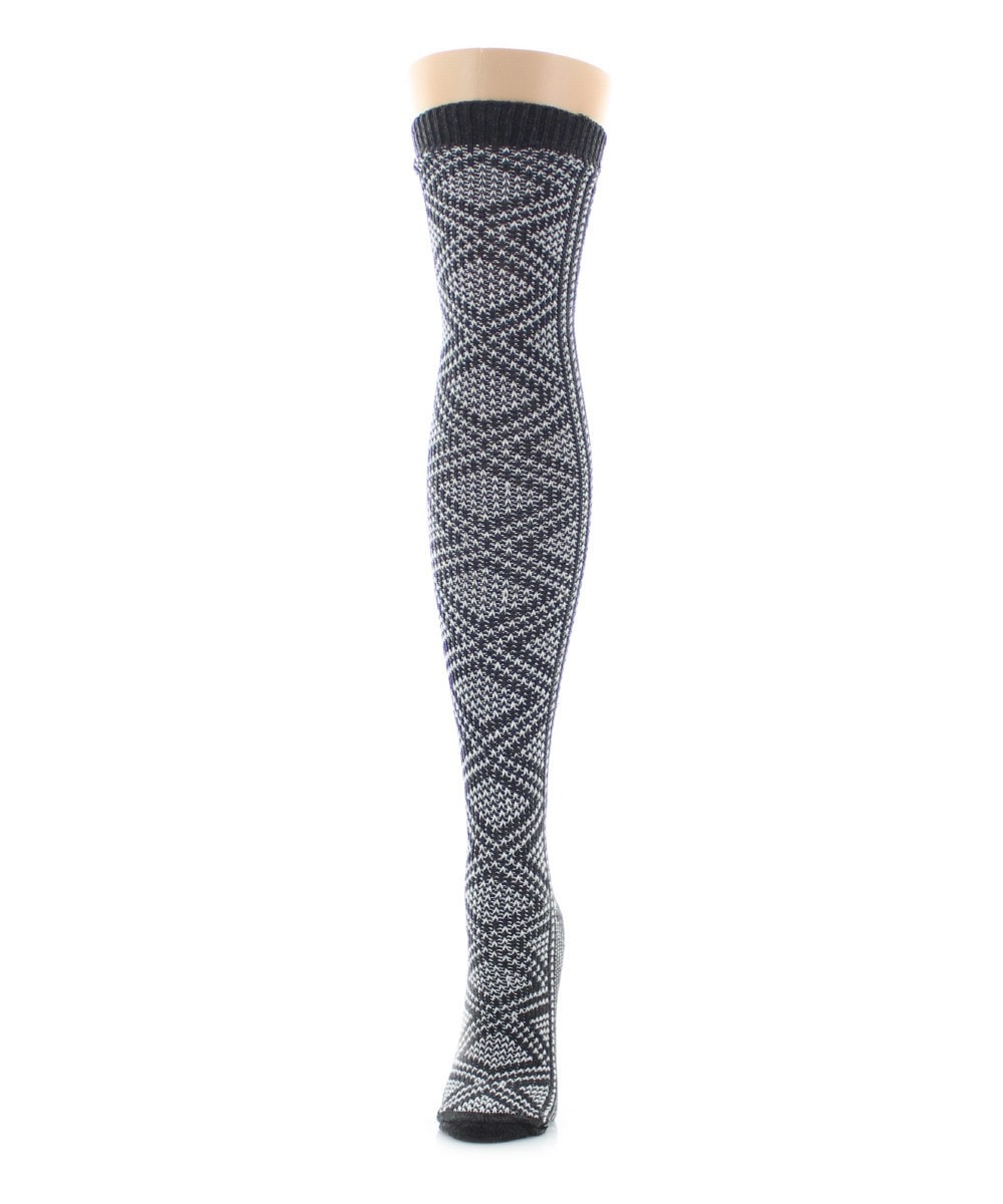 Women's Diamond Tone Over The Knee Warm Sock : Color: Black