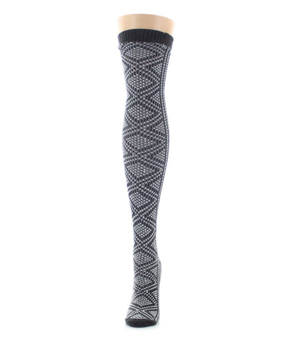 Women's Diamond Tone Over The Knee Warm Sock : Color: Black