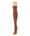 Women's Fair Isle Border Wool Blend Over The Knee Warm Sock : Color: Mocha Bisque
